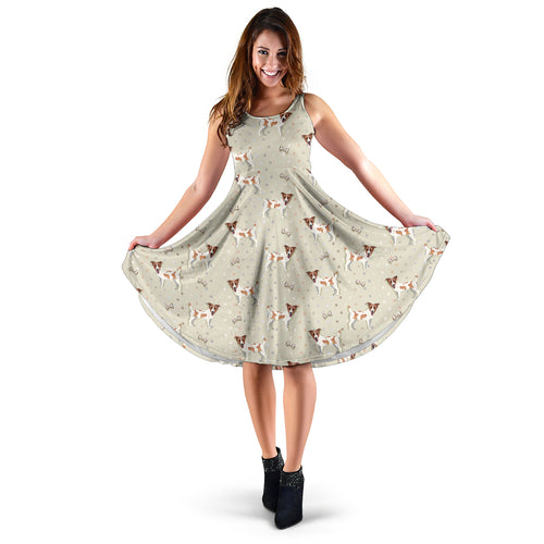 Jack Russel Pattern Print Design 02 Sleeveless Midi Dress