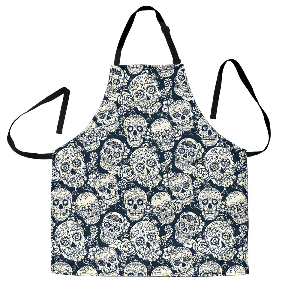 Sugar Skull Black White Pattern Adjustable Apron