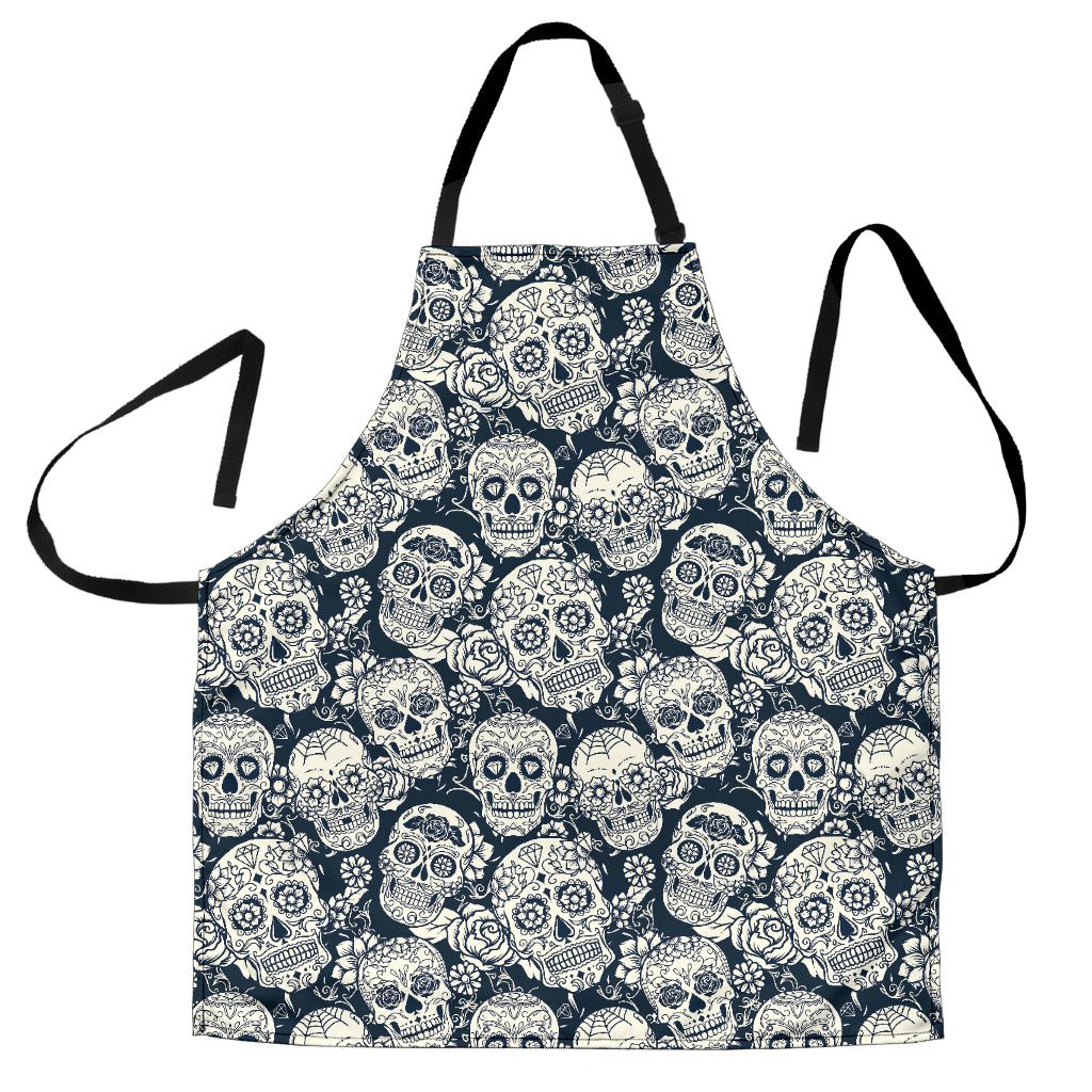 Sugar Skull Black White Pattern Adjustable Apron