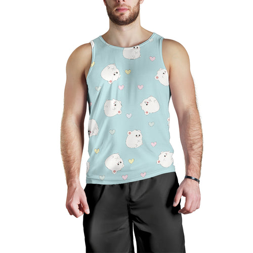 White cute hamsters heart pattern Men Tank Top