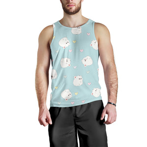 White cute hamsters heart pattern Men Tank Top