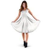 Arabic White Pattern Sleeveless Midi Dress