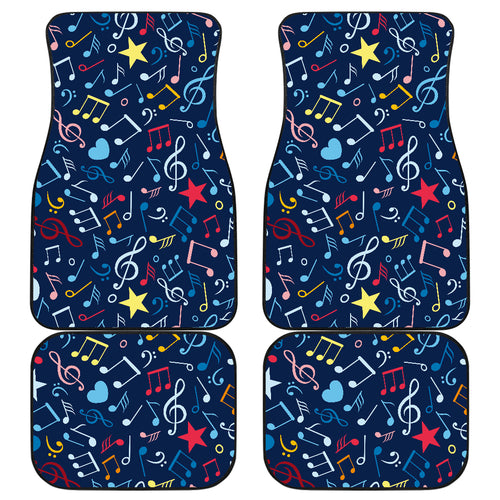 Music Notes Pattern Print Design 03 Front and Back Car Mats