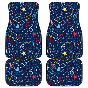 Music Notes Pattern Print Design 03 Front and Back Car Mats