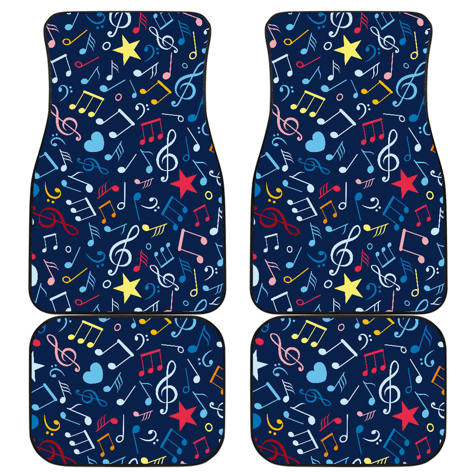 Music Notes Pattern Print Design 03 Front and Back Car Mats