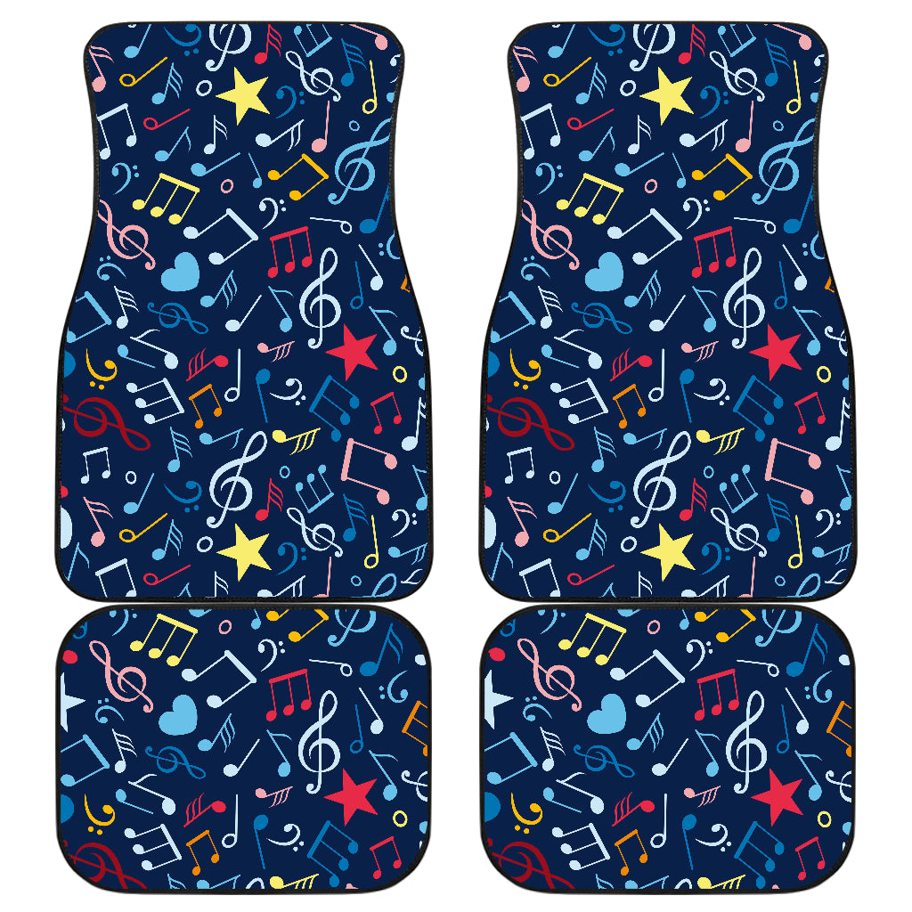 Music Notes Pattern Print Design 03 Front and Back Car Mats