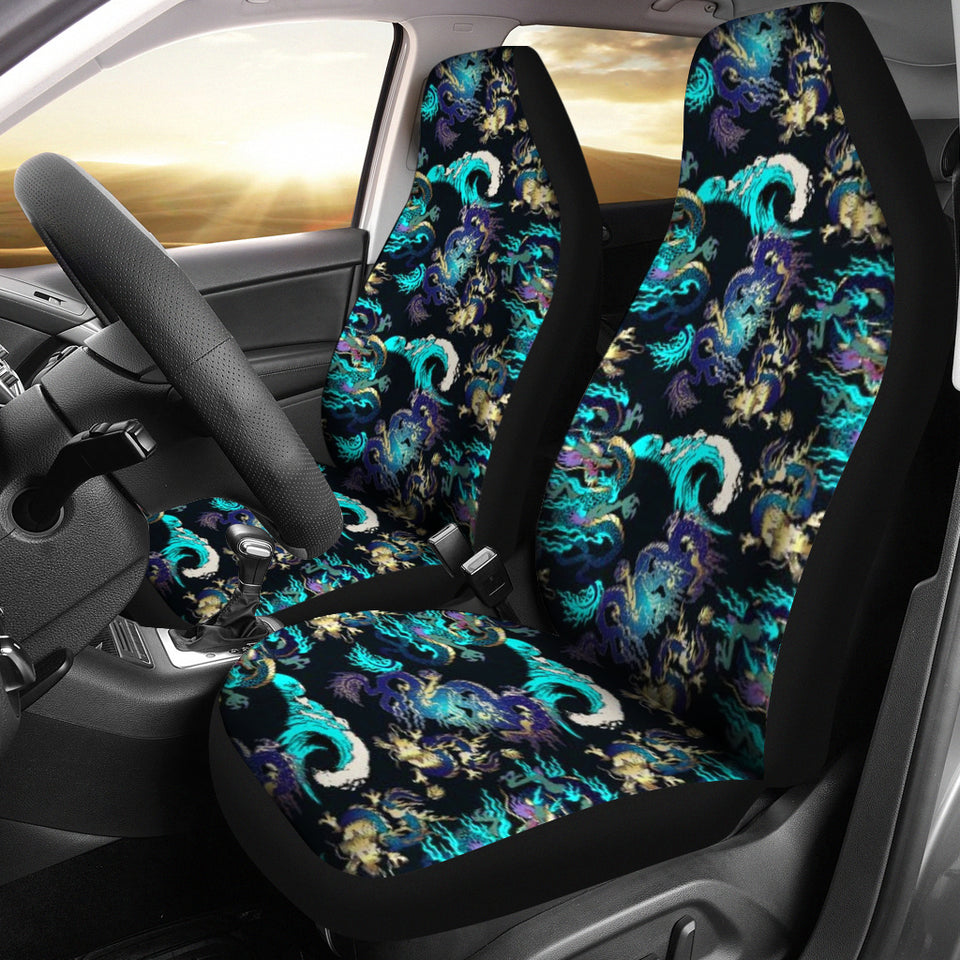 Dragon Sea Wave Pattern Universal Fit Car Seat Covers