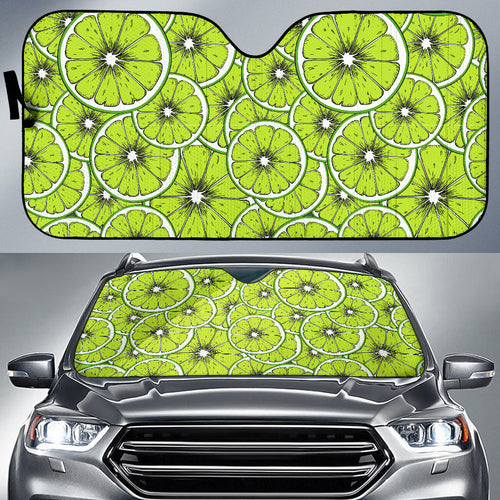 Slices Of Lime Design Pattern Car Sun Shade