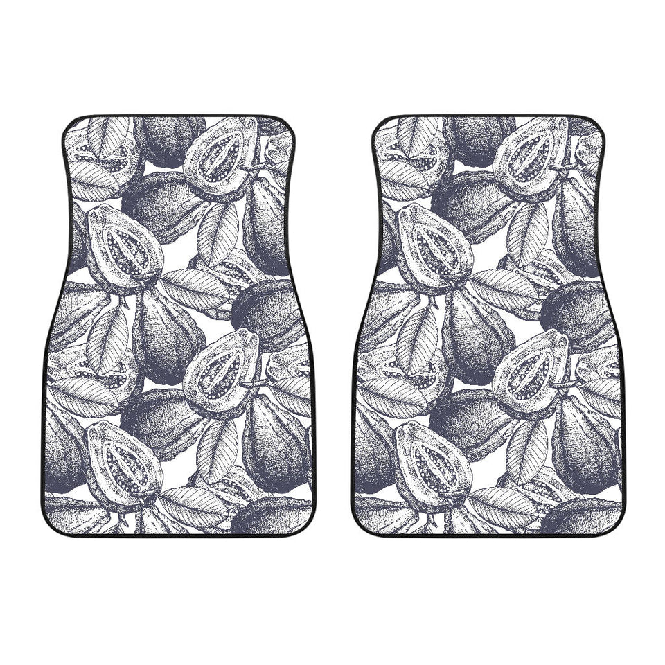 Guava Tropical Hand Drawn Pattern Front Car Mats