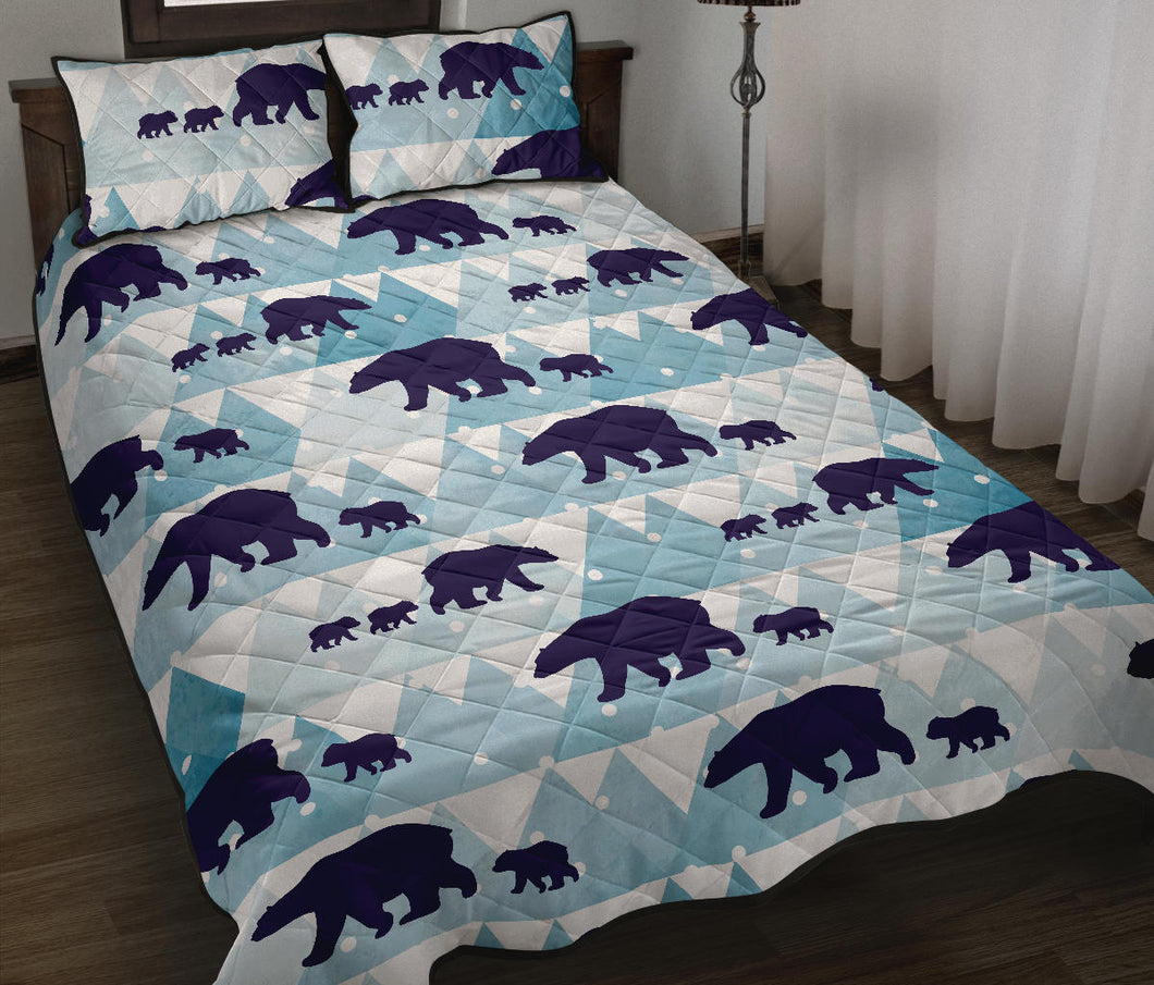 polar bear winter snow pattern Quilt Bed Set
