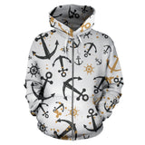 Anchors Rudders Pattern Zip Up Hoodie