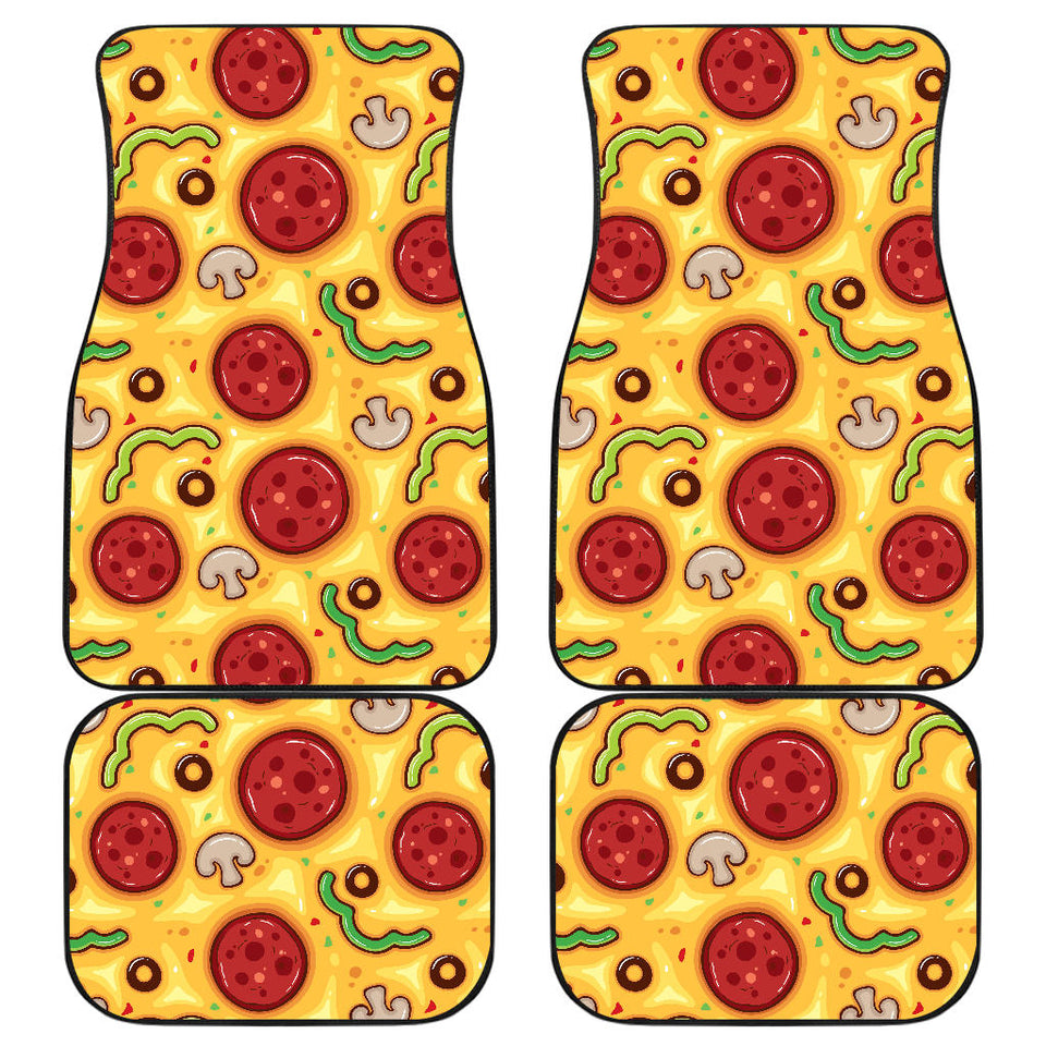 Pizza Texture Pattern Front And Back Car Mats