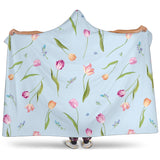 Watercolor Tulips Pattern Hooded Blanket