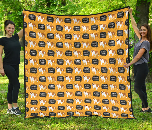 English Bulldog Pattern Print Design 04 Premium Quilt