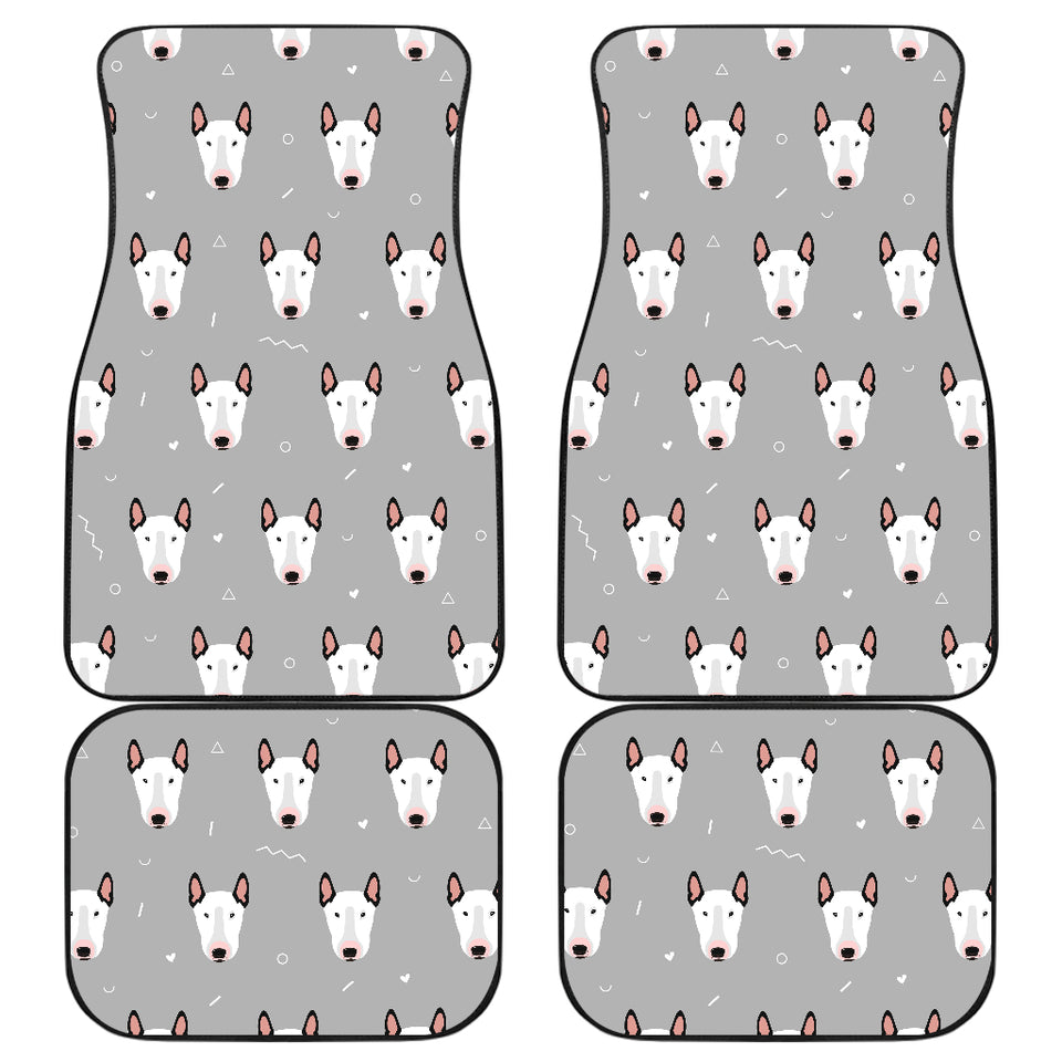 Bull Terrier Pattern Print Design 05 Front and Back Car Mats