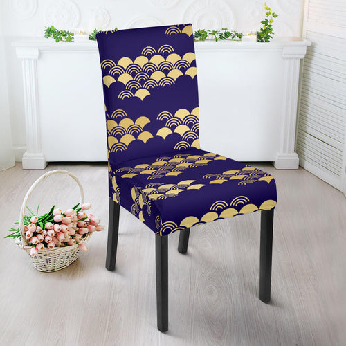 Beautiful Japanese Fan Pattern Dining Chair Slipcover