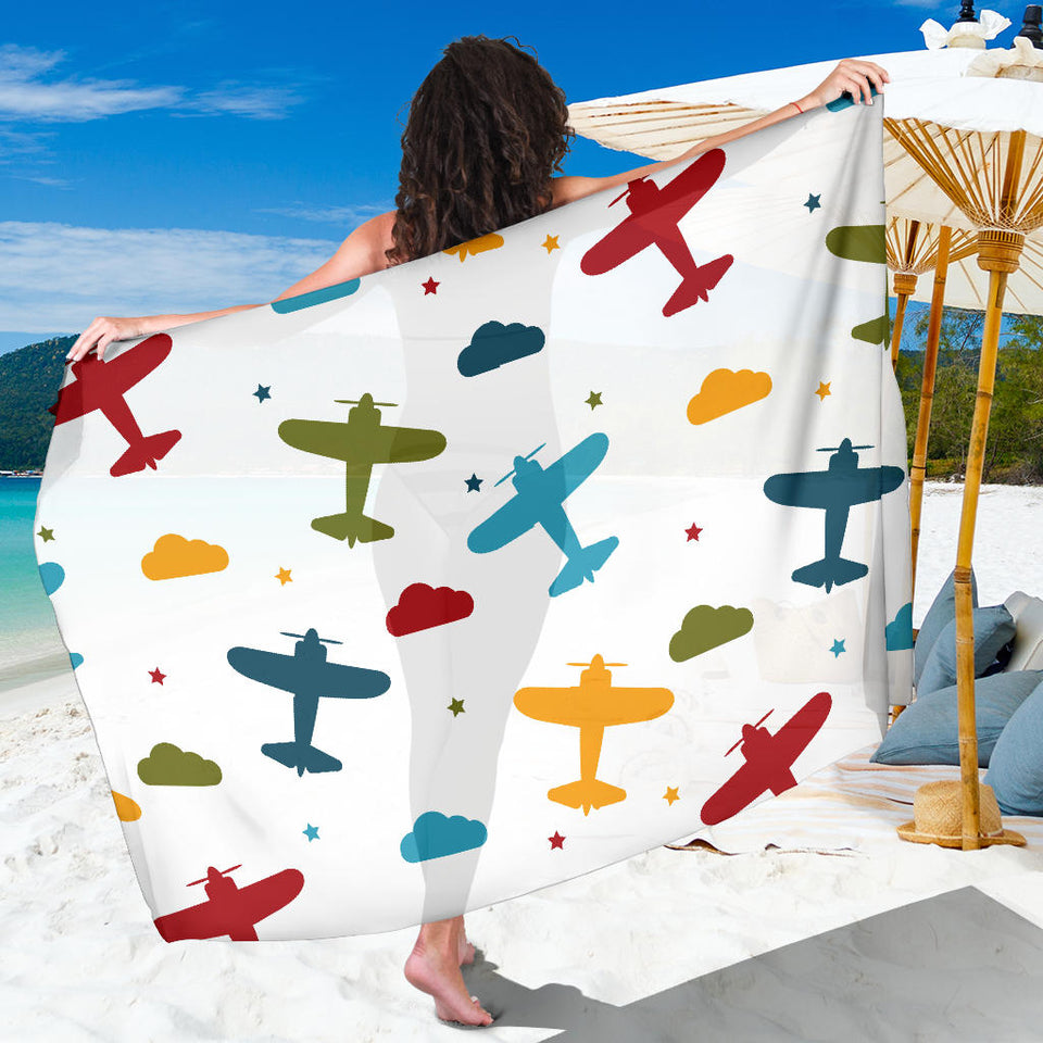Airplane Star Cloud Colorful Sarong