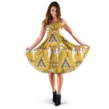 Camels Ethnic Motif Pattern Sleeveless Midi Dress