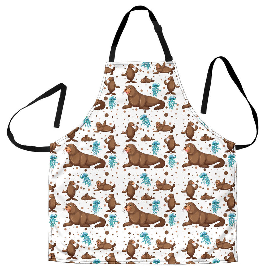 Sea Lion Seals Jellyfish Pattern Adjustable Apron