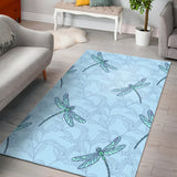 Dragonfly Pattern Blue Background Area Rug