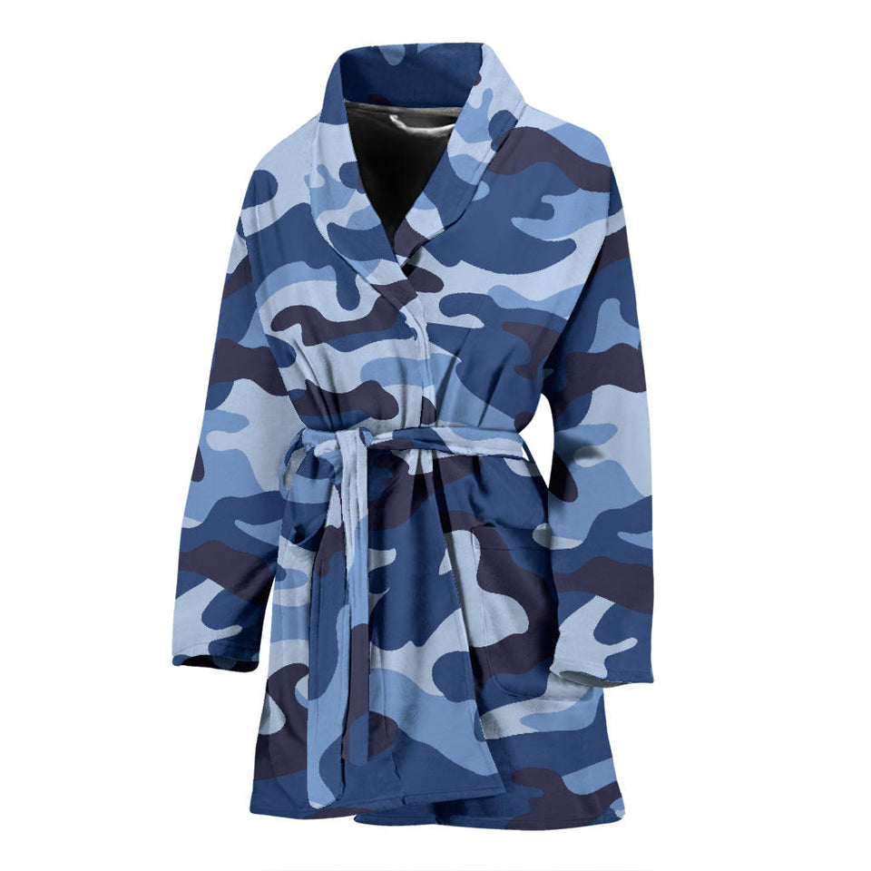 Blue Camo Camouflage Pattern Women'S Bathrobe