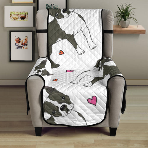 Boston terrier dog hearts vector pattern Chair Cover Protector
