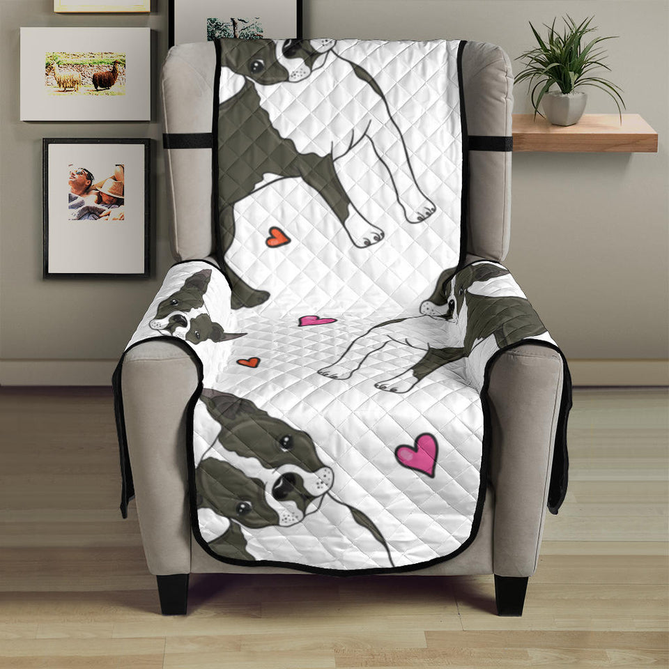 Boston terrier dog hearts vector pattern Chair Cover Protector