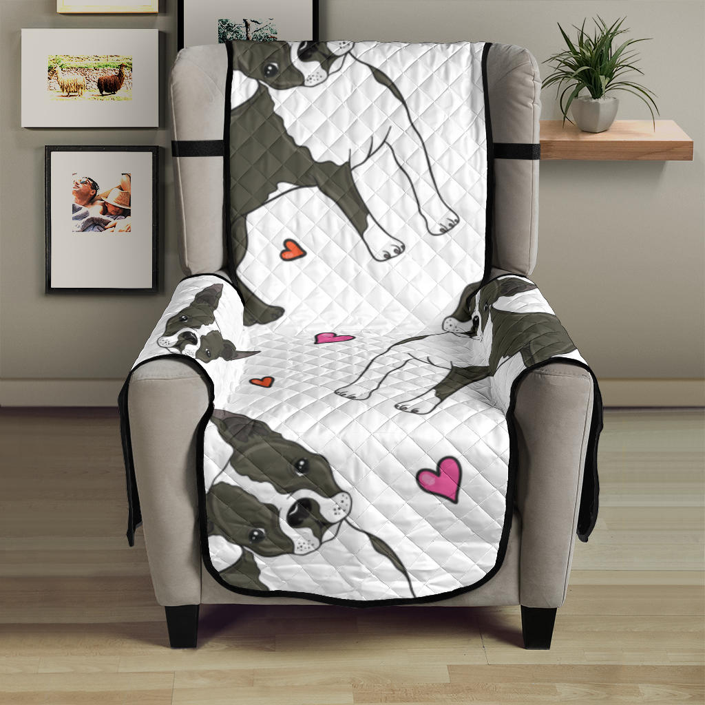 Boston terrier dog hearts vector pattern Chair Cover Protector