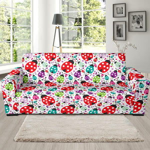 Ladybug Pattern Print Design 04 Sofa Slipcover