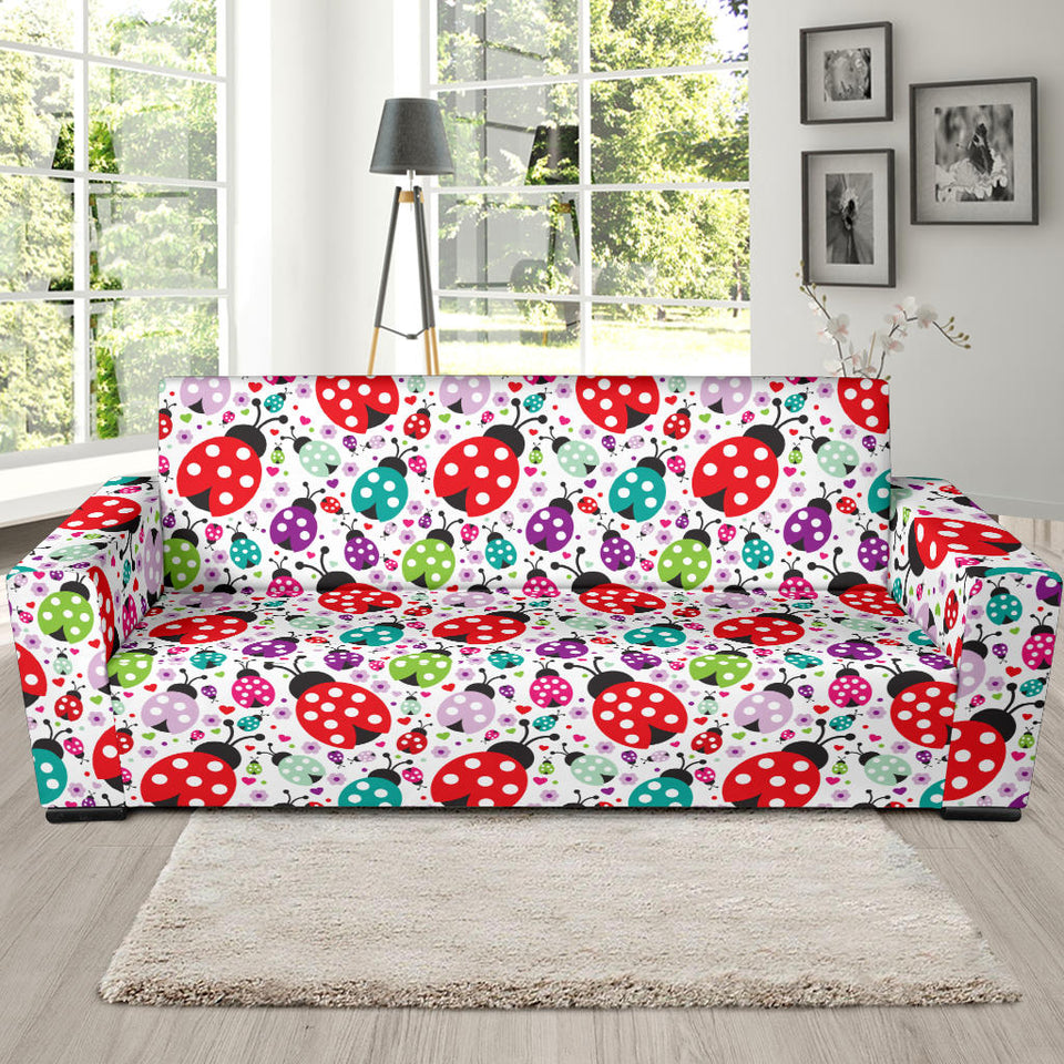 Ladybug Pattern Print Design 04 Sofa Slipcover
