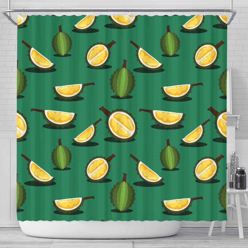 Durian Pattern Green Background Shower Curtain Fulfilled In US