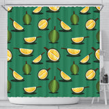 Durian Pattern Green Background Shower Curtain Fulfilled In US