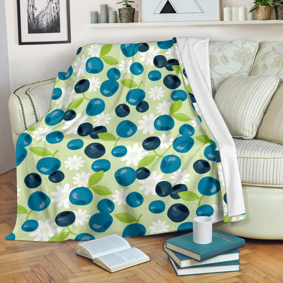 Blueberry Flower Pattern Premium Blanket