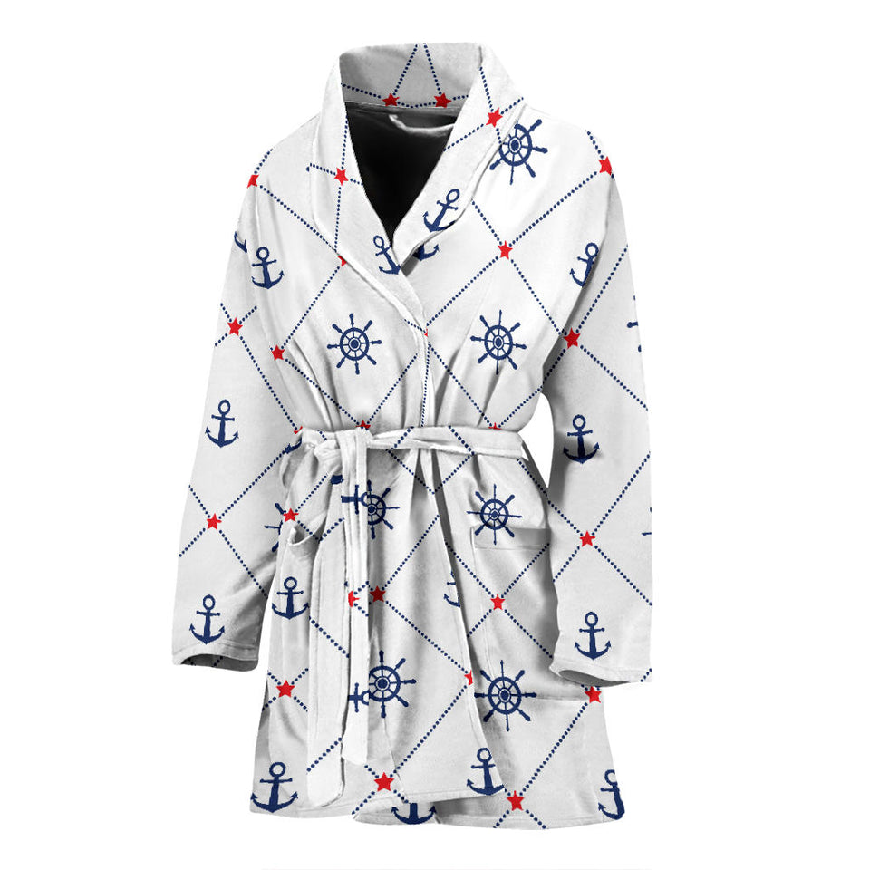 Anchor Rudder Nautical Design Pattern Women'S Bathrobe