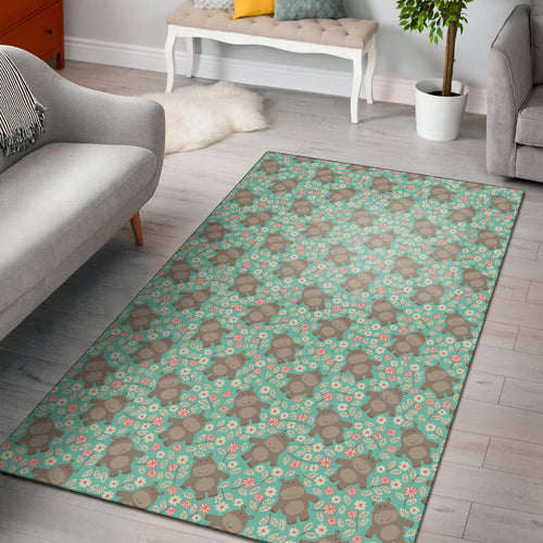 Hippopotamus Pattern Print Design 02 Area Rug