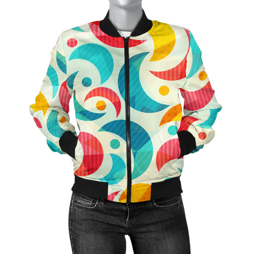 Colorful Moon Pattern Women'S Bomber Jacket