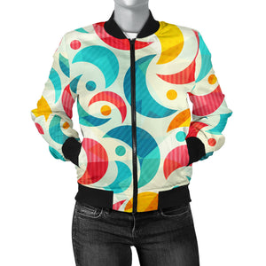 Colorful Moon Pattern Women'S Bomber Jacket