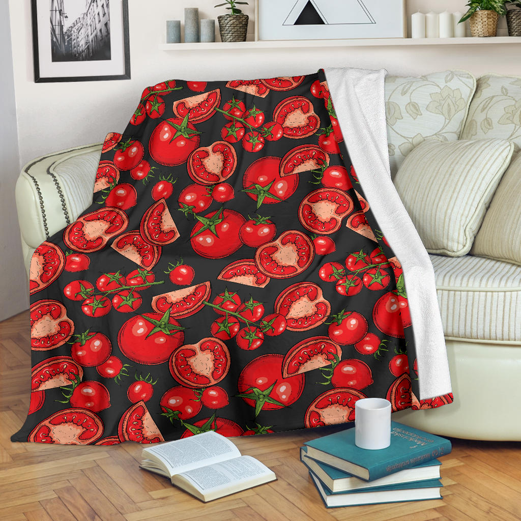 Tomato Black Background Premium Blanket