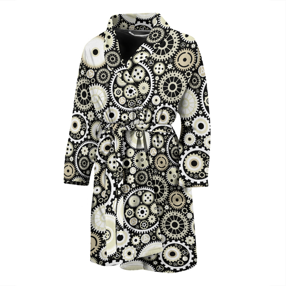 Gear Pattern Print Design 02 Men's Bathrobe