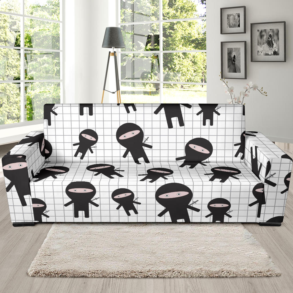 Ninja Pattern Plaid Background Sofa Slipcover