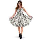 Pigeon Pattern Print Design 04 Sleeveless Midi Dress