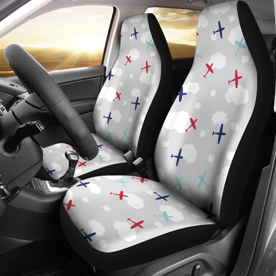 Airplane Cloud Grey Background  Universal Fit Car Seat Covers