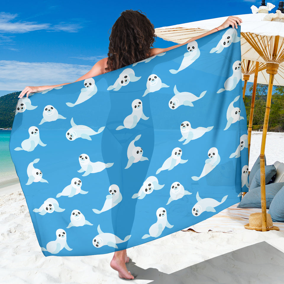 Cute Sea Lion Seal Pattern Background Sarong