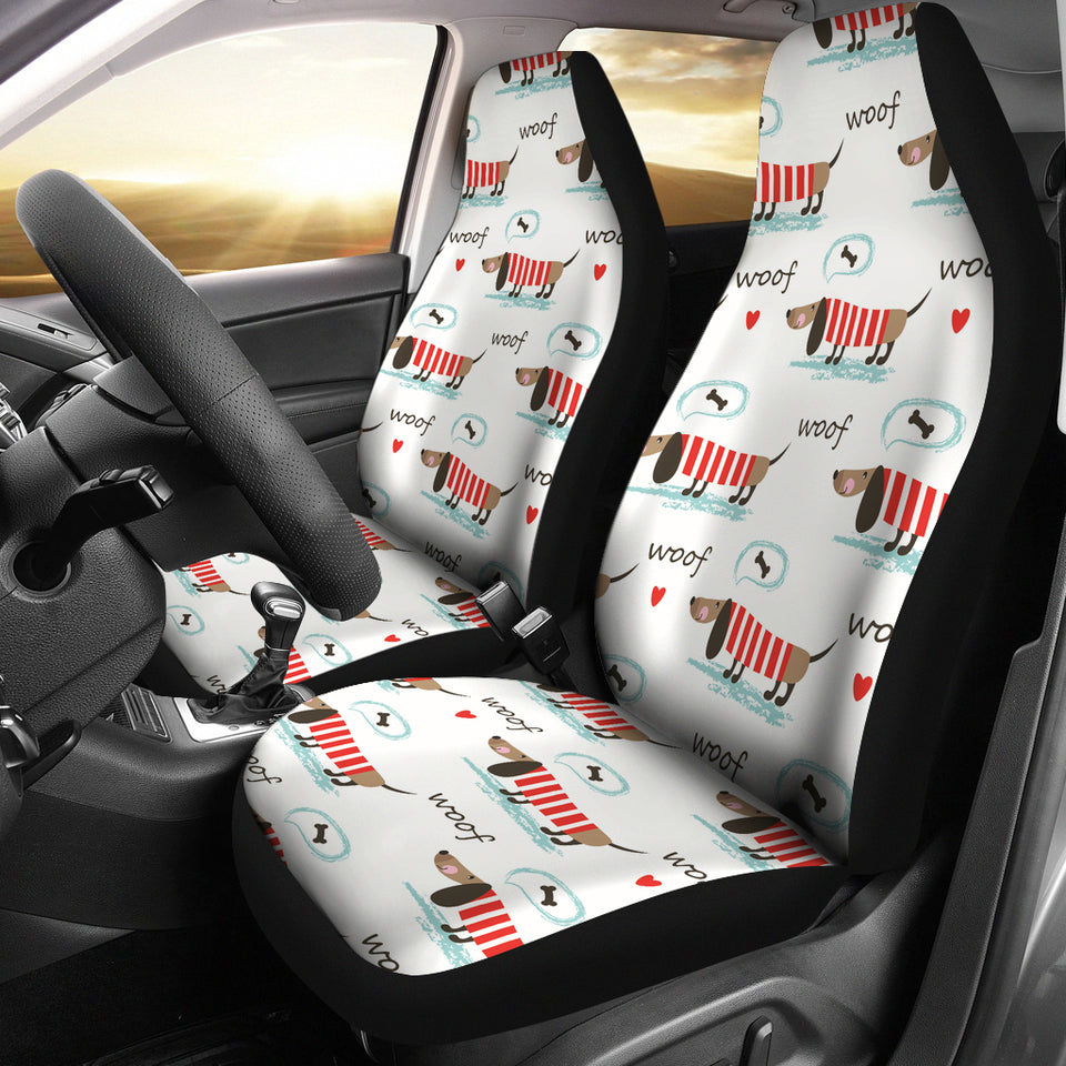 Cute Dachshund Bone Pattern Universal Fit Car Seat Covers