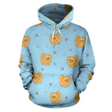 Brown Cute Pomeranian Blue Blackground Men Women Pullover Hoodie