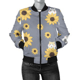 Cute Hamster Sunflower Pattern Background Women'S Bomber Jacket