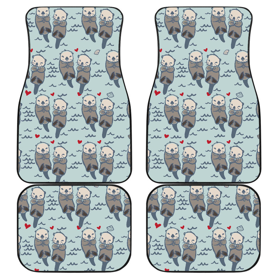 Lovely Sea Otter Pattern Front And Back Car Mats