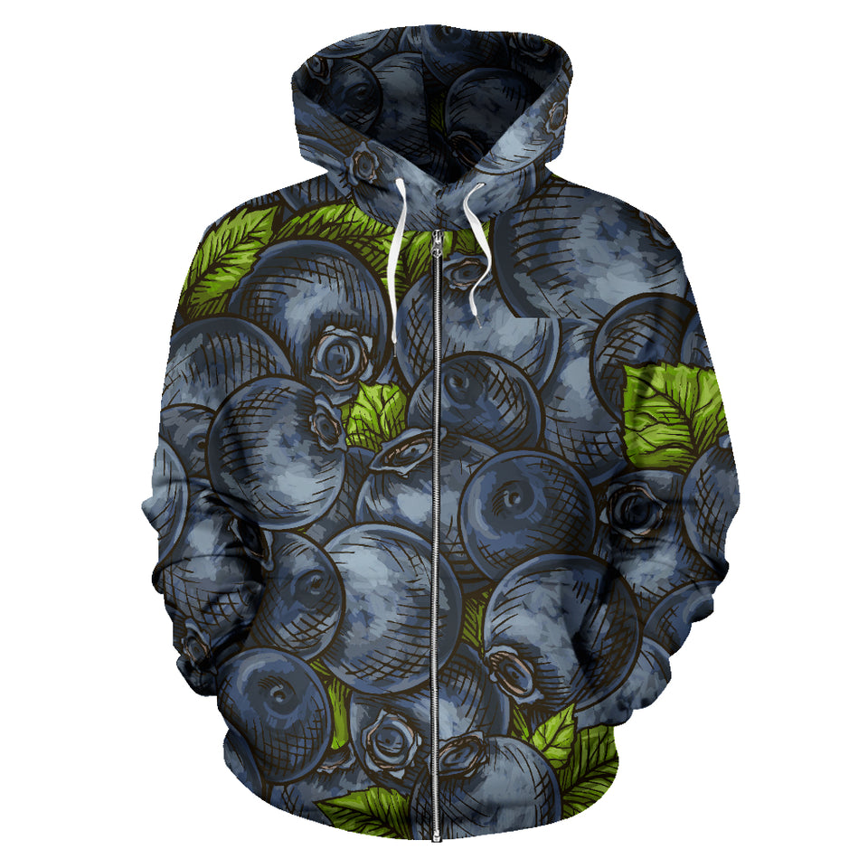 Blueberry Pattern Zip Up Hoodie