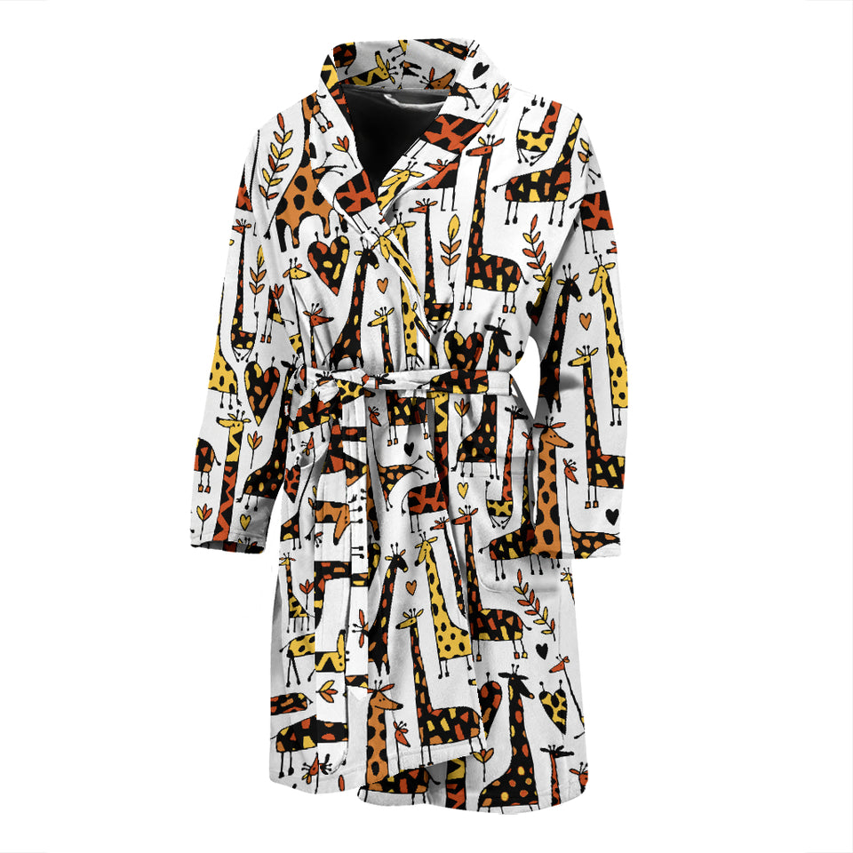 Giraffe Pattern Print Design 05 Men's Bathrobe