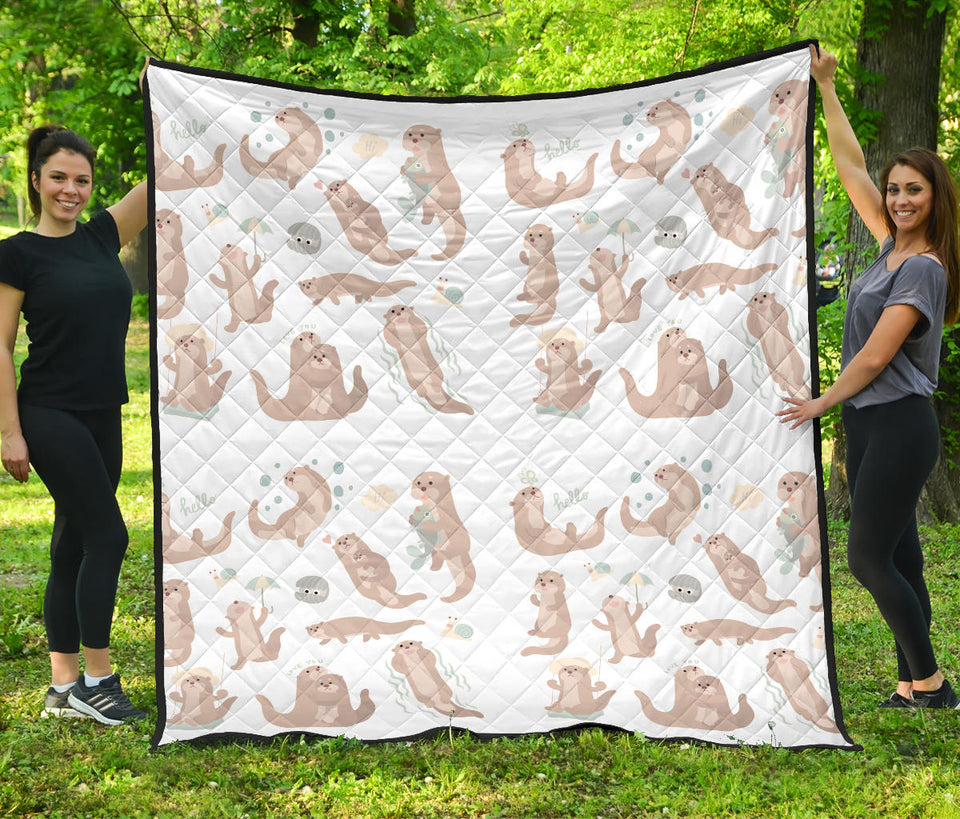 Cute Sea Otters Pattern Premium Quilt